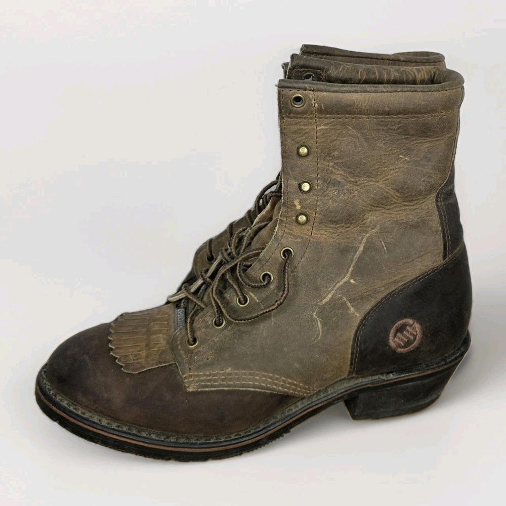 Double H Boots Women's‎ Size 9.5M Brown Leather Lacer 9968 Western Packer Heel